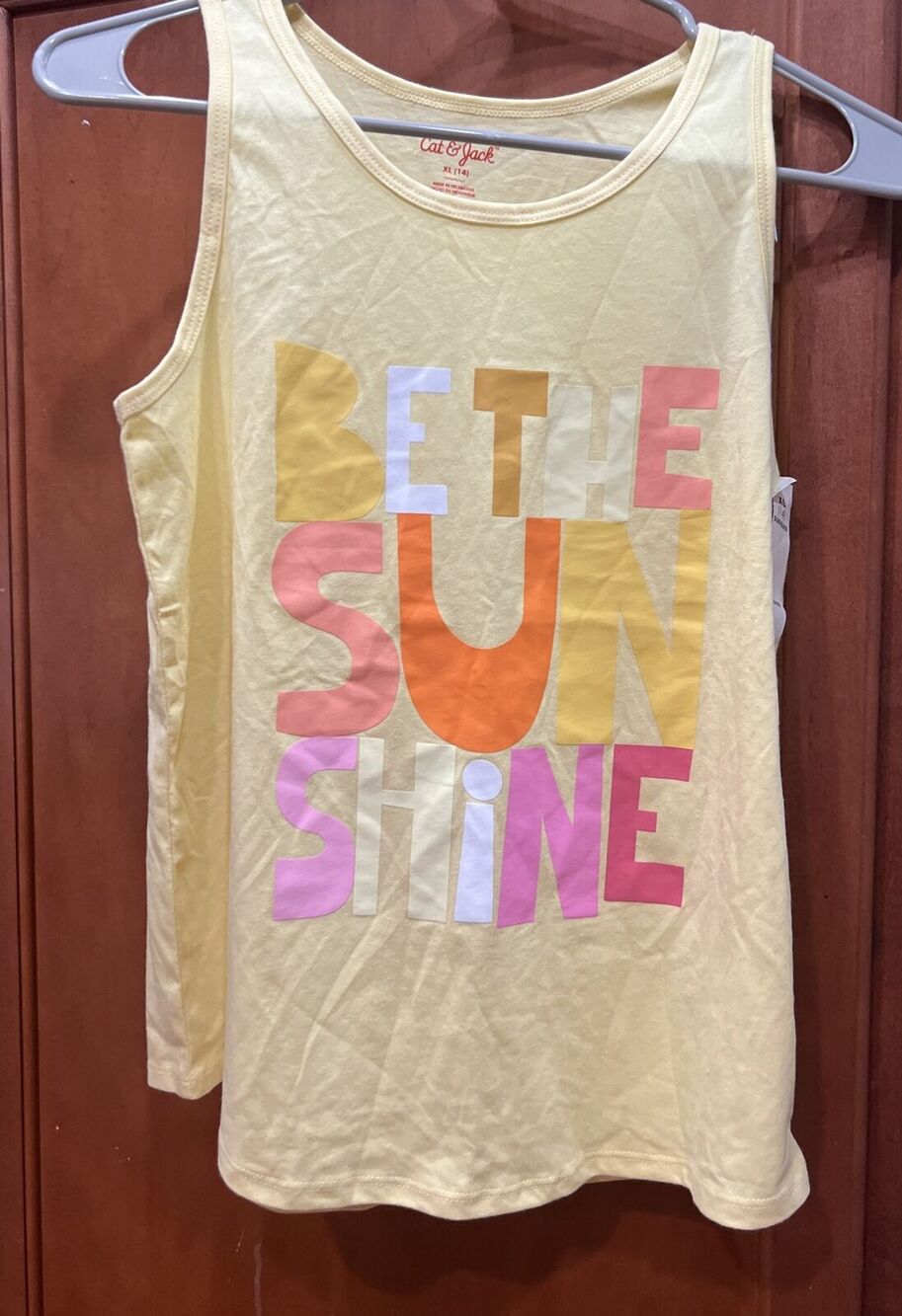 Cat & Jack Be the Sunshine Graphic Print Tank Top Yellow Girls XL NWT